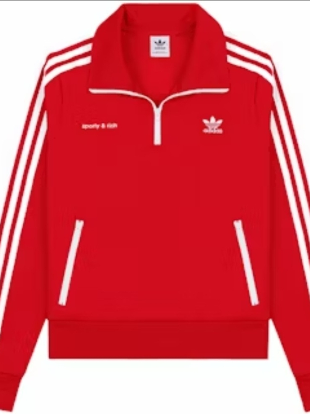 Adidas x Sporty & Rich collab Red Half Zip Track Jacket Striped Size XS